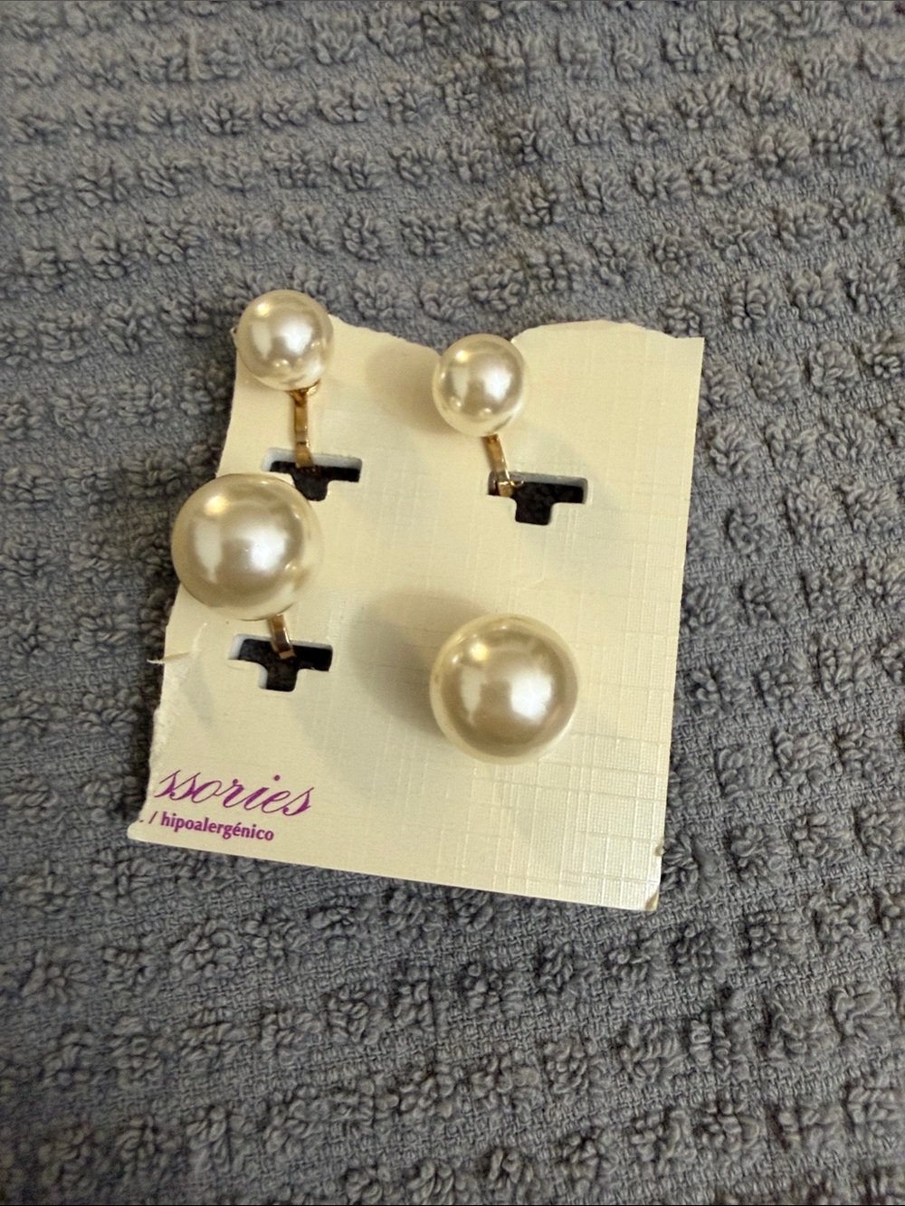 Pearl Double-Sided Stud clip on Earrings - Cream Pearl Finish